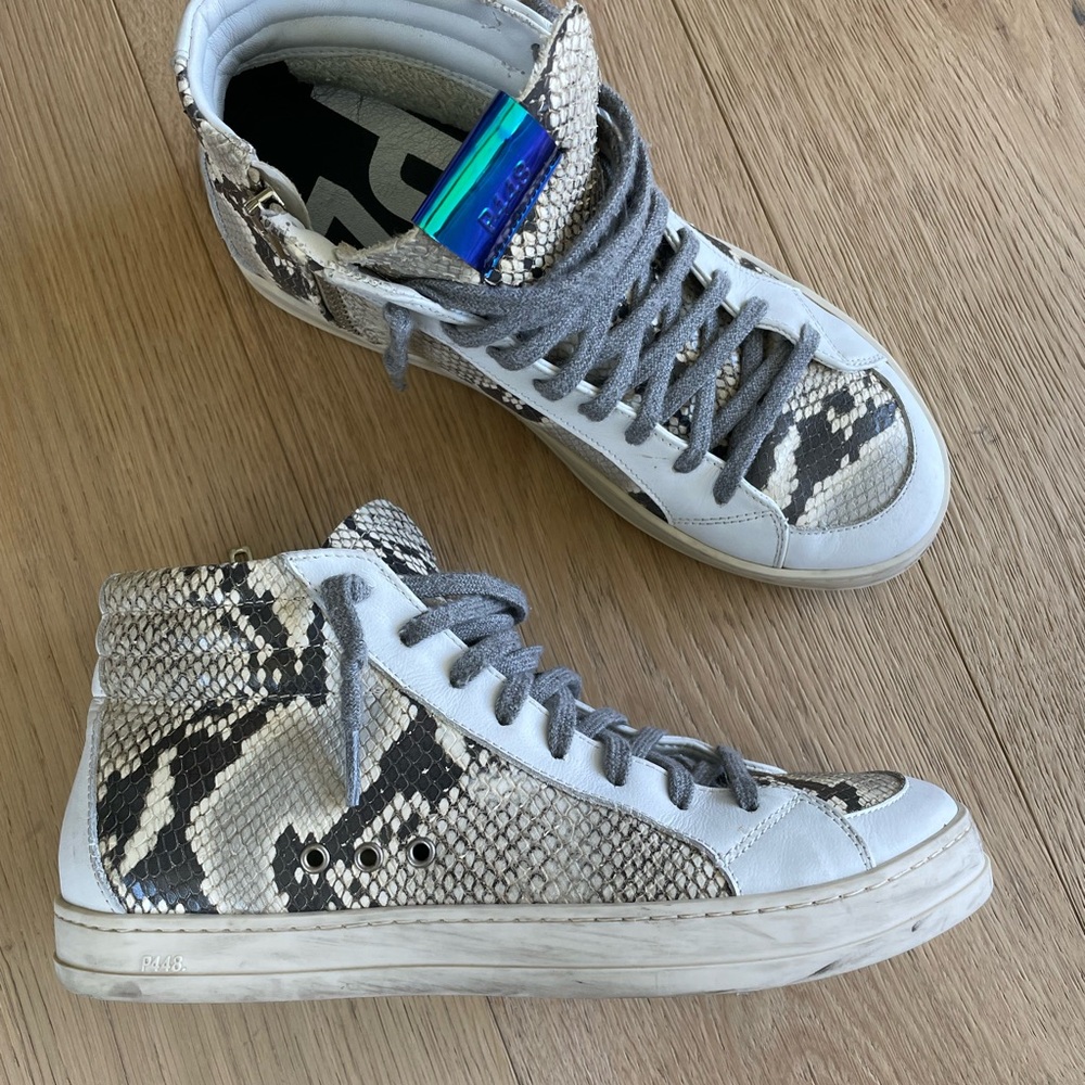 P448 Skate Python Snakeskin Leather High Top Sneakers 38 US 8 - Picture 3 of 11